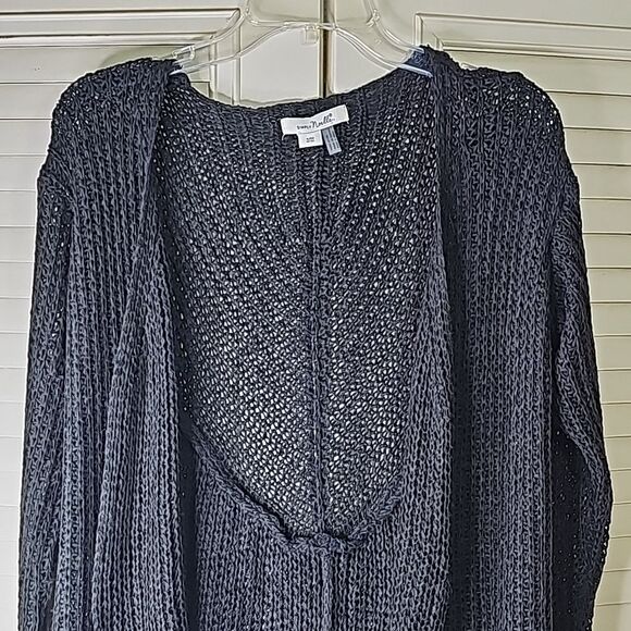 Cardigan by Simply Noelle Open Knit Black Back Slit Size S/M - Picture 2 of 7